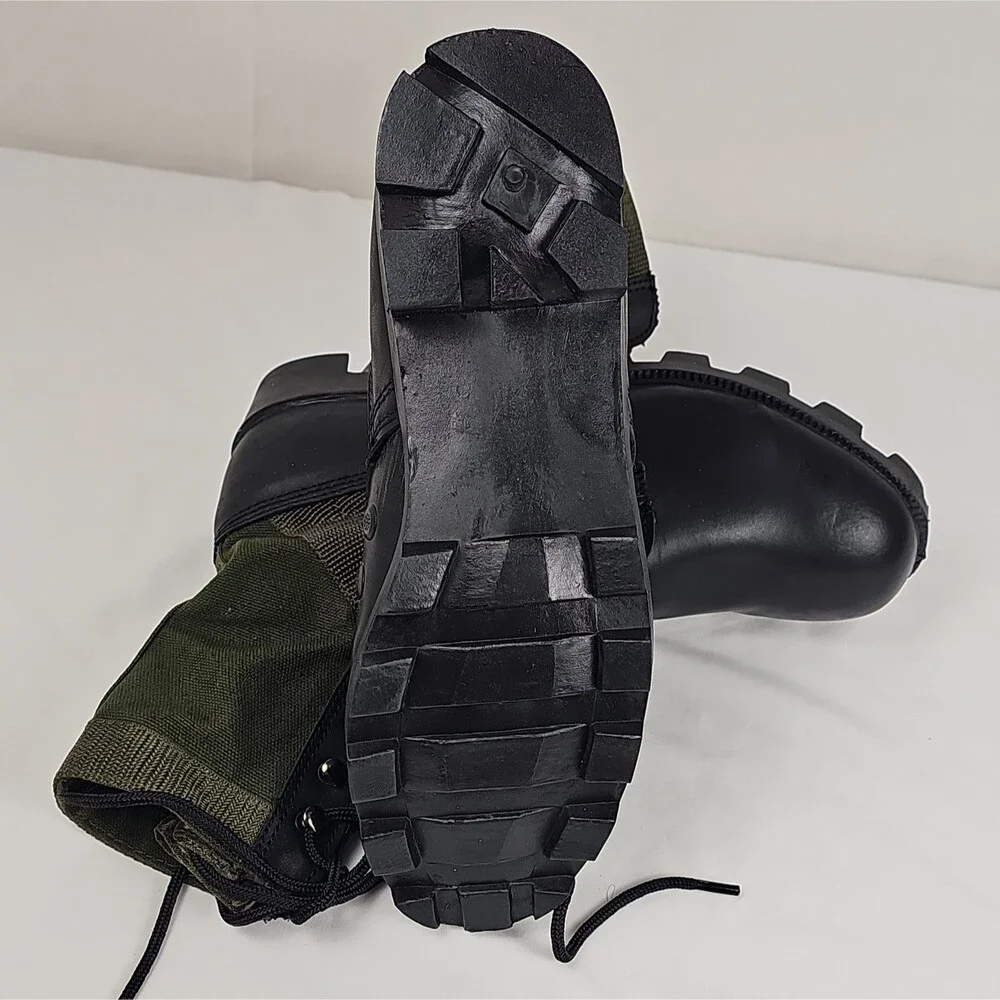 Men’s Size 9 Jungle Combat Style Boots Olive Green Black Military Reproduction